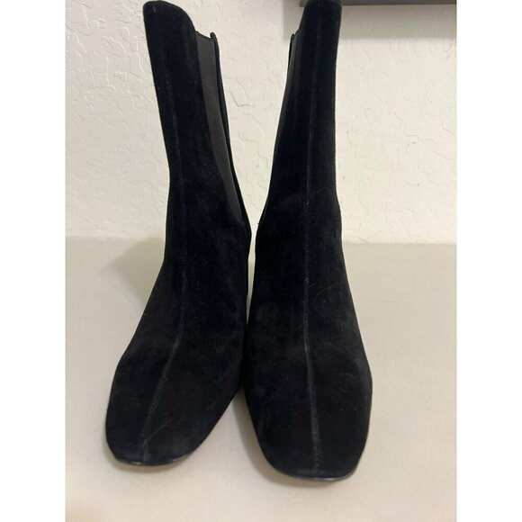 Ann Taylor Black Suede Leather Upper Sz 10 Covered Heel - Picture 2 of 6